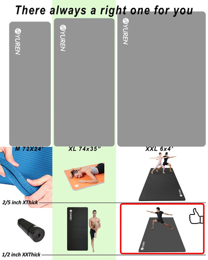 Large Yoga Mat 78X51" 10Mm Thick NBR Foam Exercise Mats for Home/Gym Floor Workout Blue