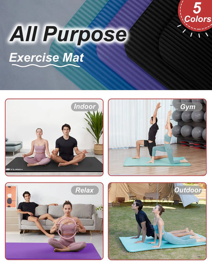 Large Yoga Mat 78X51" 10Mm Thick NBR Foam Exercise Mats for Home/Gym Floor Workout Blue