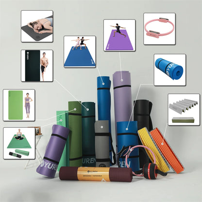 Large Yoga Mat 78X51" 10Mm Thick NBR Foam Exercise Mats for Home/Gym Floor Workout Blue