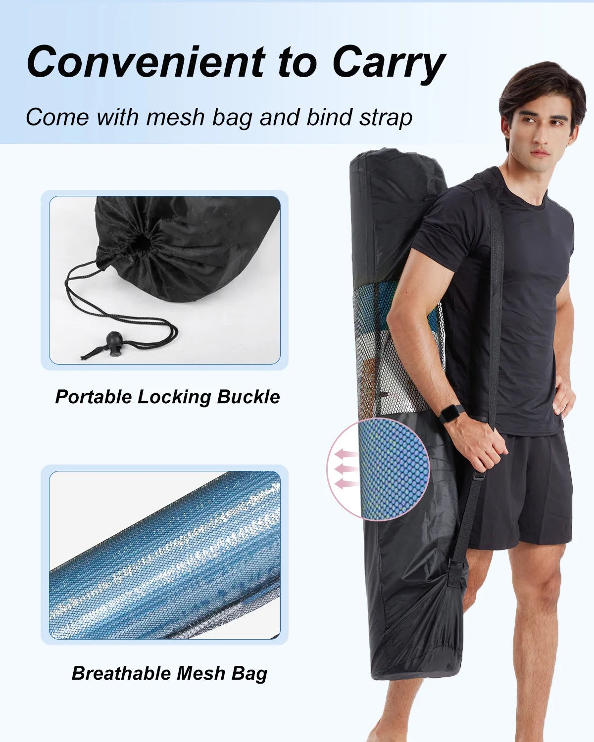 Large Yoga Mat 78X51" 10Mm Thick NBR Foam Exercise Mats for Home/Gym Floor Workout Blue